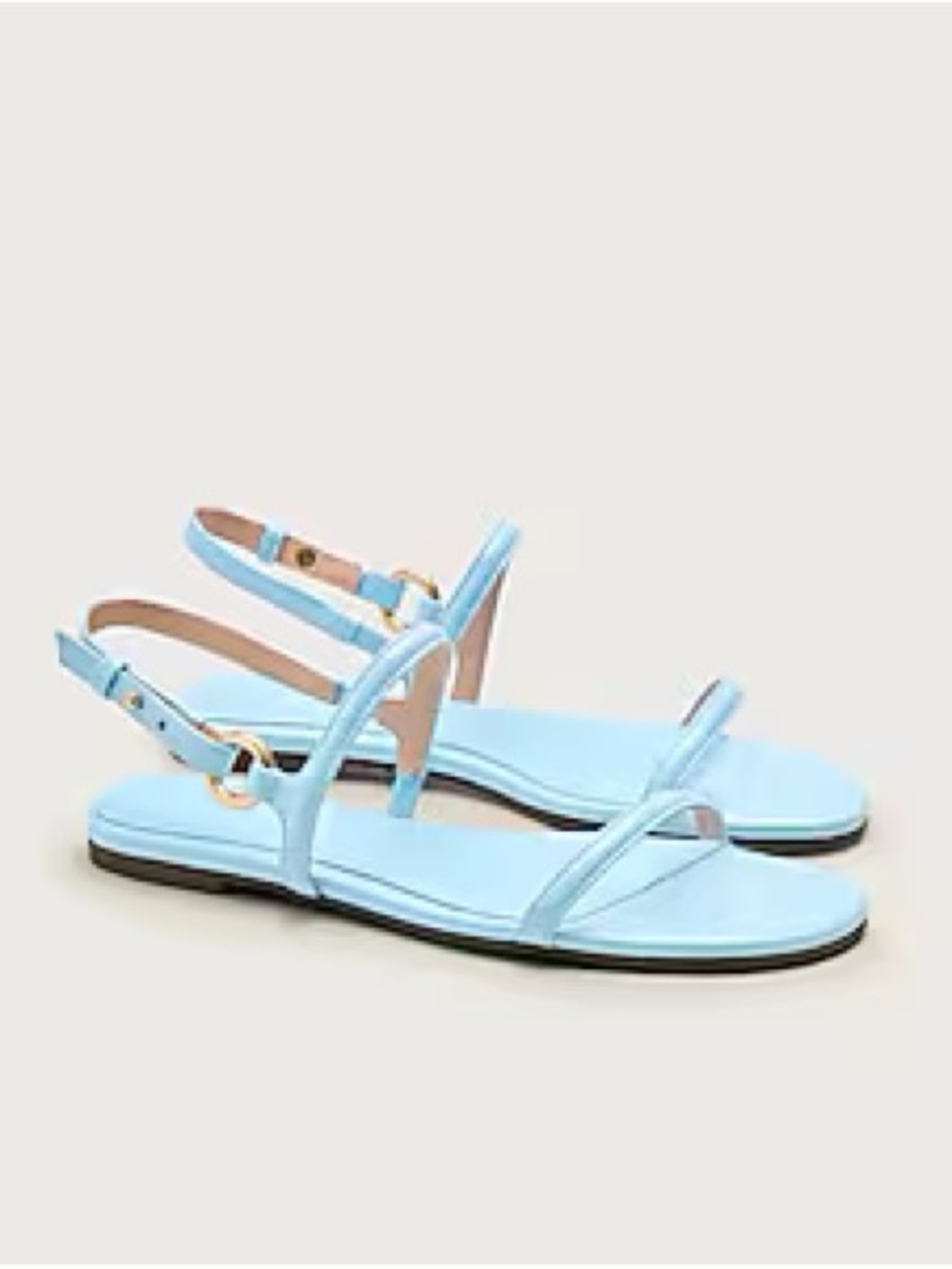 J. Crew Audrey Chateau Blue Strappy Patent Leather Slingback Flat Sandals Sz 8.5